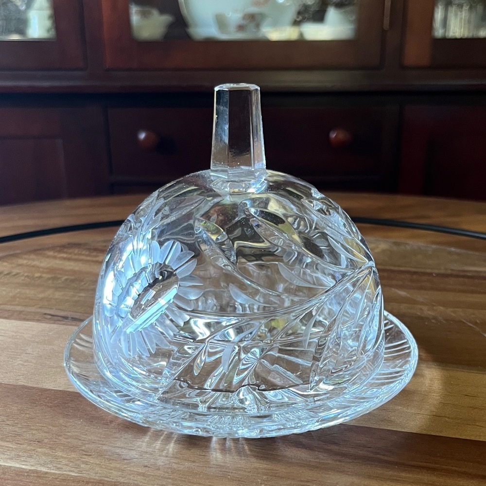 Vintage Leaded Crystal  Butter Dish/ Cheese Dish